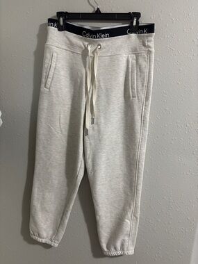 Calvin Klein Performance Light Heather Gray Drawstring Track Joggers